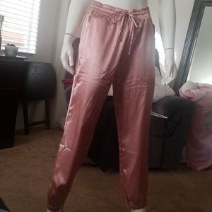 Womens blush satin pants